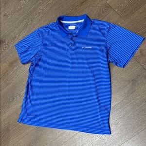 Columbia Men's Omni-Shade Polo in Royal Blue with White Stripes XL